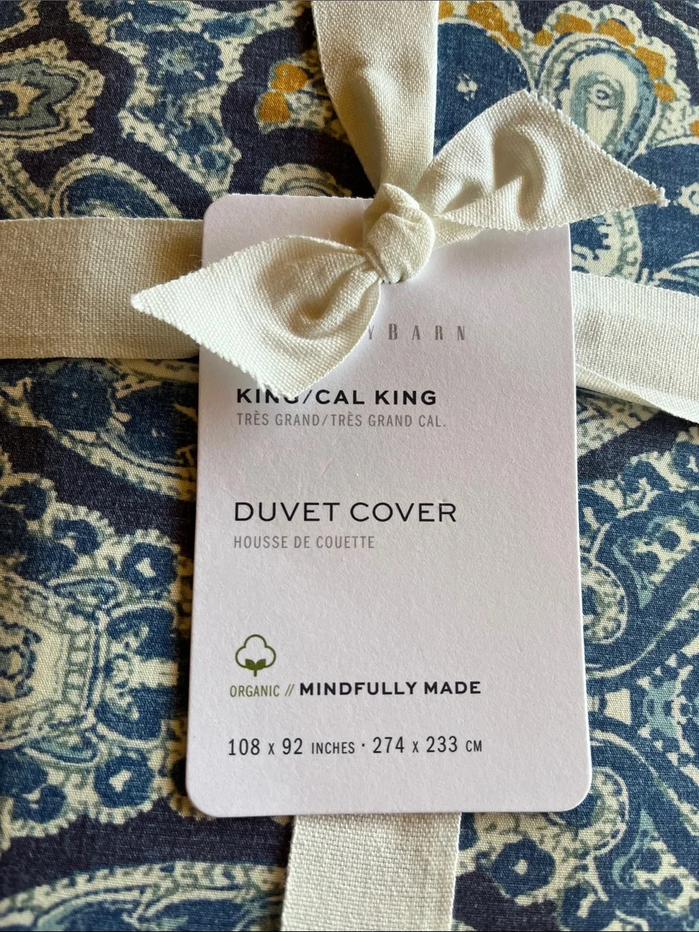 Pottery Barn “Beale” Blue Paisley King/Cal King Duvet Cover + 1 Euro Sham NWT